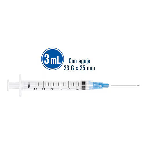 10 Pack Jeringa 3ml con aguja 23G x 1"