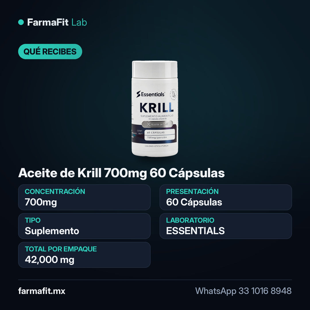 Qué recibes: Aceite de Krill 700mg 60 Cápsulas - ESSENTIALS