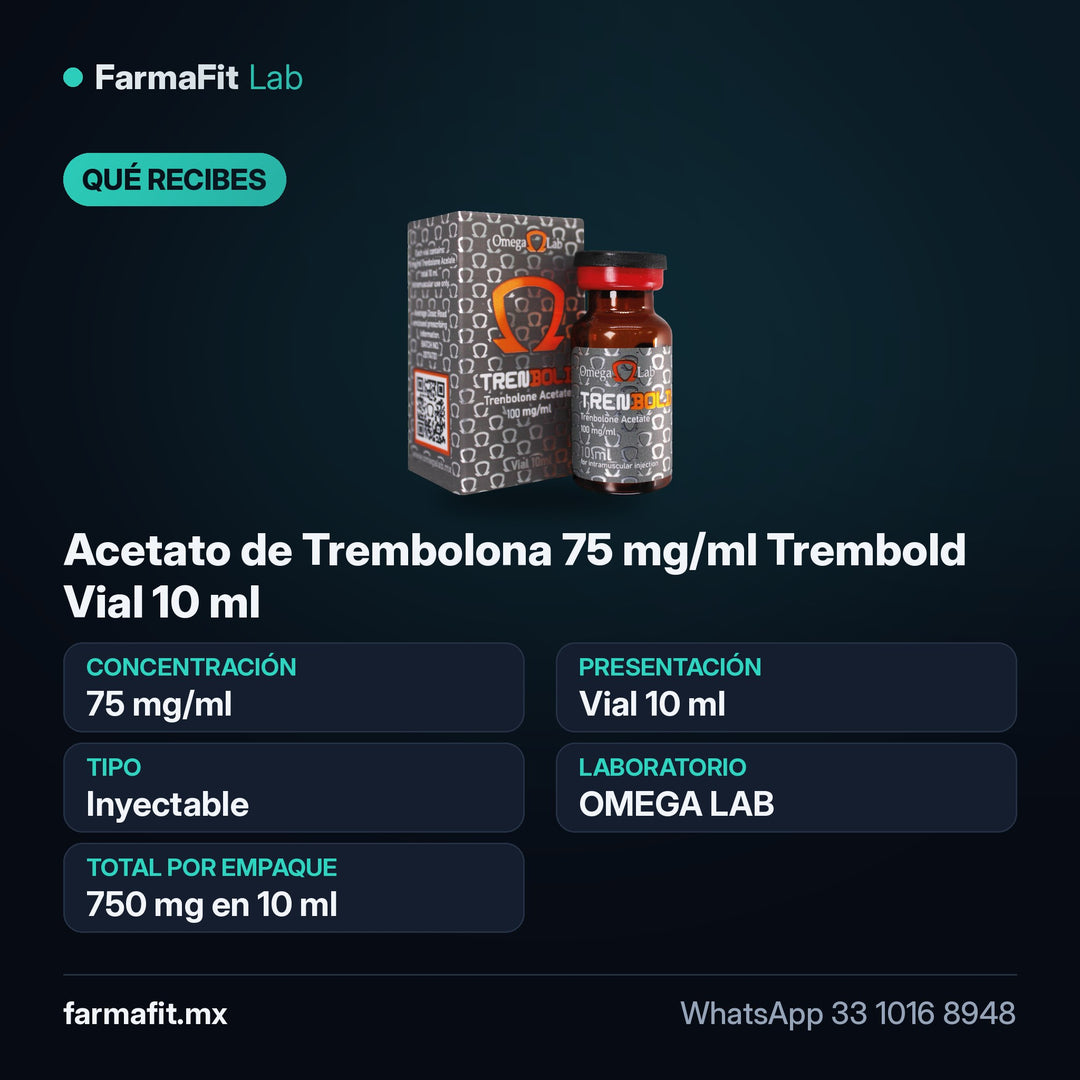 Qué recibes: Acetato de Trembolona 75 mg/ml Trembold Vial 10 ml - OMEGA LAB