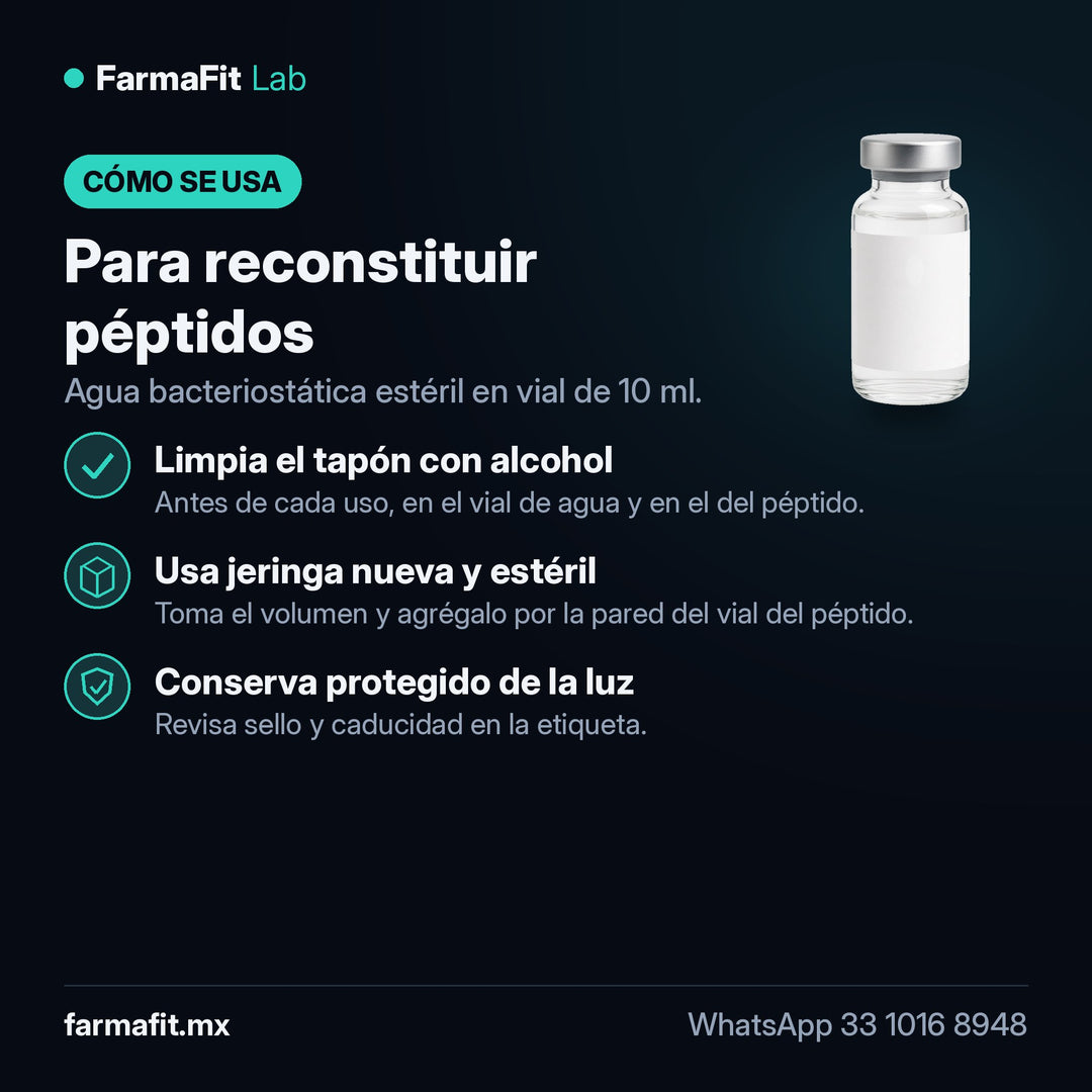 Cómo se usa: Agua Bacteriostática 10ml - Vial para Reconstituir Péptidos
