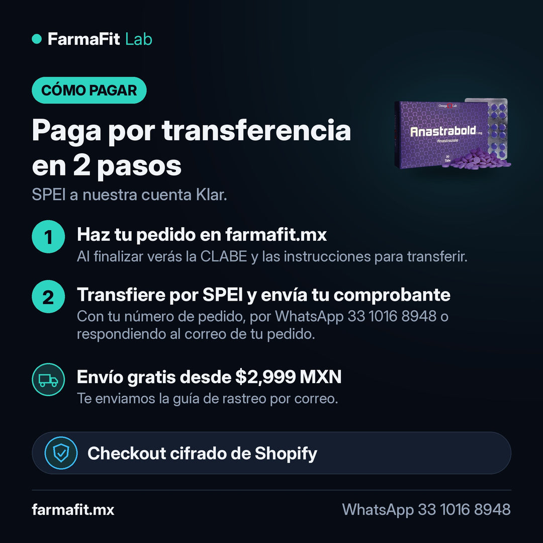 Cómo pagar por transferencia SPEI: Anastrozol 1 mg Anastrabold 30 Tabletas - OMEGA LAB – FarmaFit