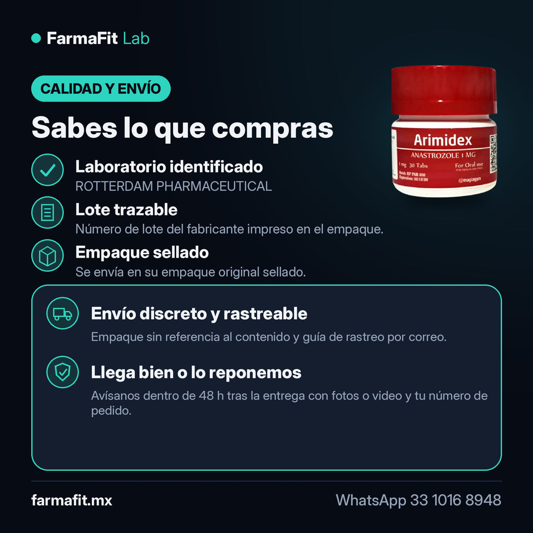 Calidad y envío: Anastrozol Arimidex 1mg 30 Tabs Inhibidor Aromatasa - ROTTERDAM PHARMACEUTICAL – FarmaFit
