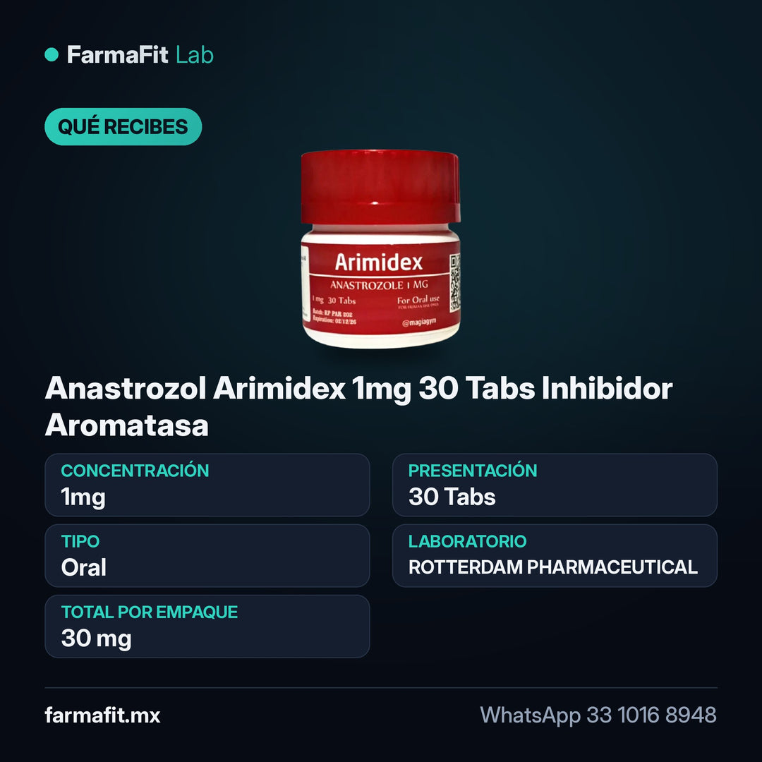Qué recibes: Anastrozol Arimidex 1mg 30 Tabs Inhibidor Aromatasa - ROTTERDAM PHARMACEUTICAL