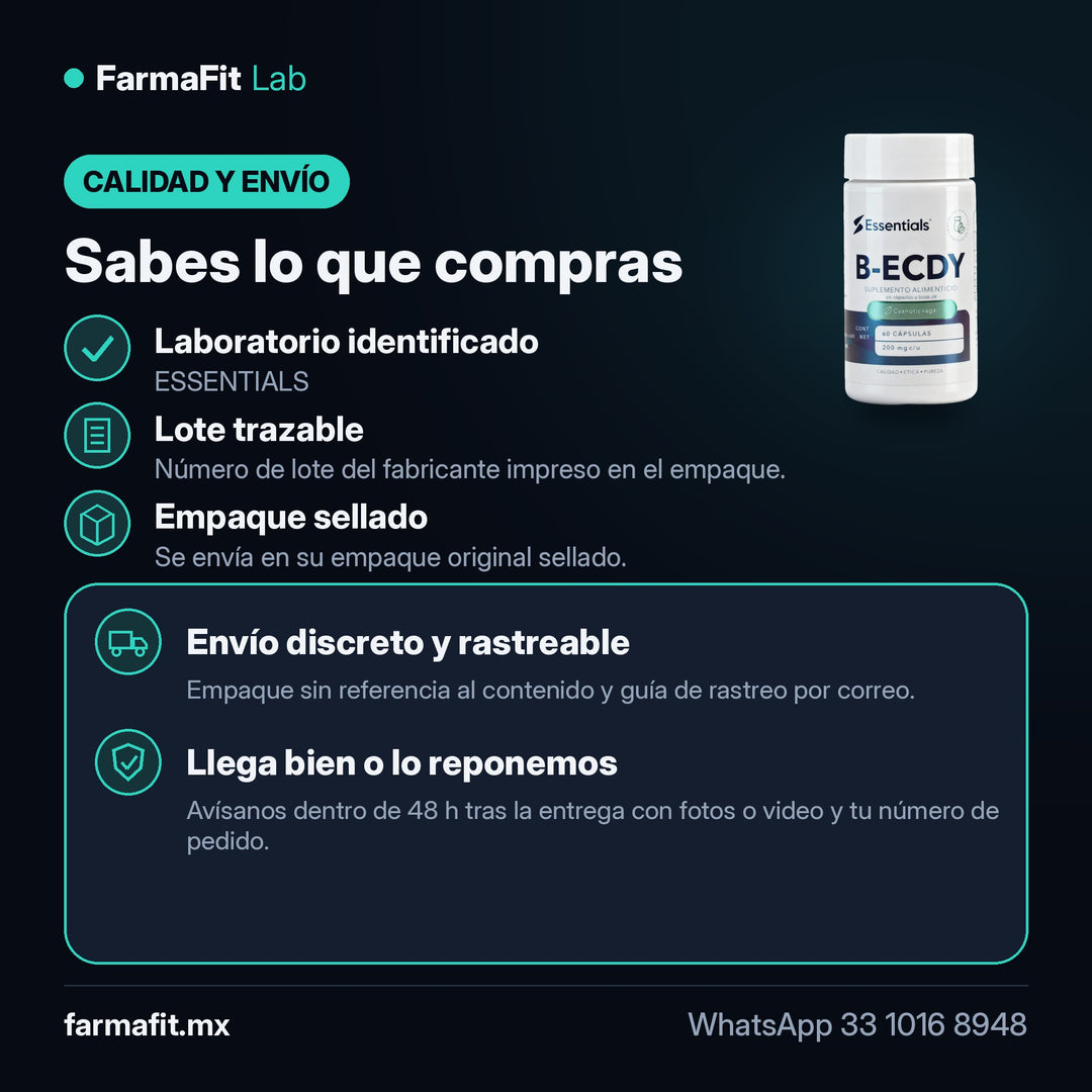 Calidad y envío: Beta Ecdisterona 90% 200mg 60 Cápsulas - ESSENTIALS – FarmaFit