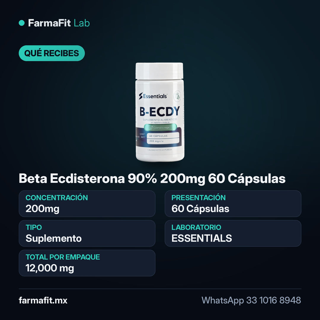Qué recibes: Beta Ecdisterona 90% 200mg 60 Cápsulas - ESSENTIALS