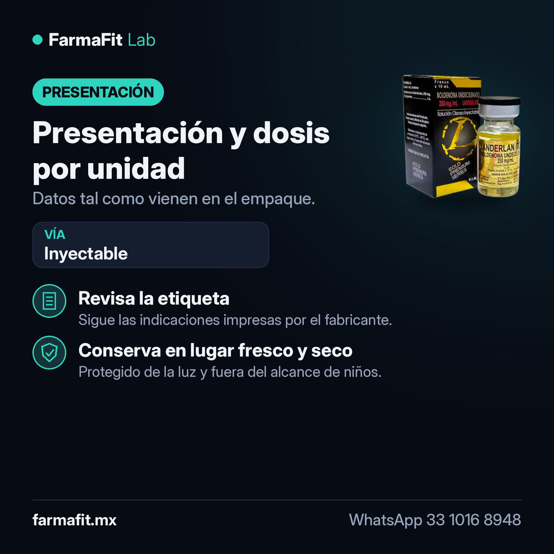 Presentación y dosis por unidad: Boldenona Undecilenato - LANDERLAN