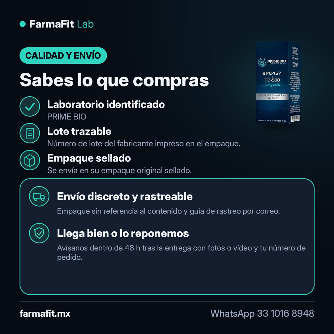 Calidad y envío: Preventa · BPC-157 + TB-500 10 mg Péptido Vial - PRIME BIO – FarmaFit