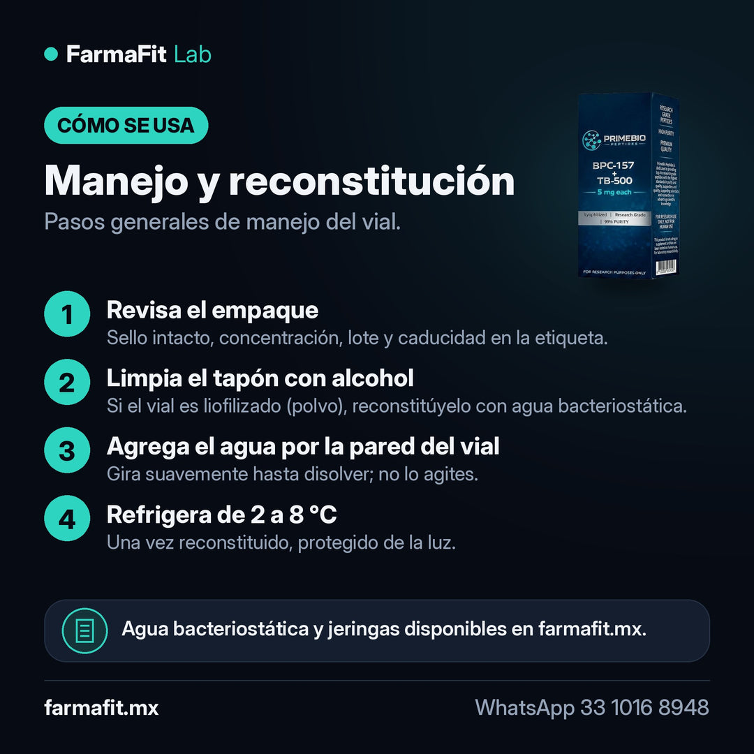 Manejo y reconstitución: Preventa · BPC-157 + TB-500 10 mg Péptido Vial - PRIME BIO