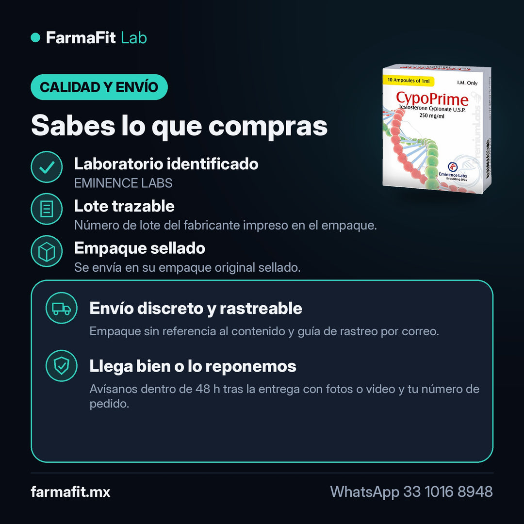 Calidad y envío: Cipionato de Testosterona 250 mg/ml CypoPrime 10 Ampolletas de 1 ml - EMINENCE LABS – FarmaFit