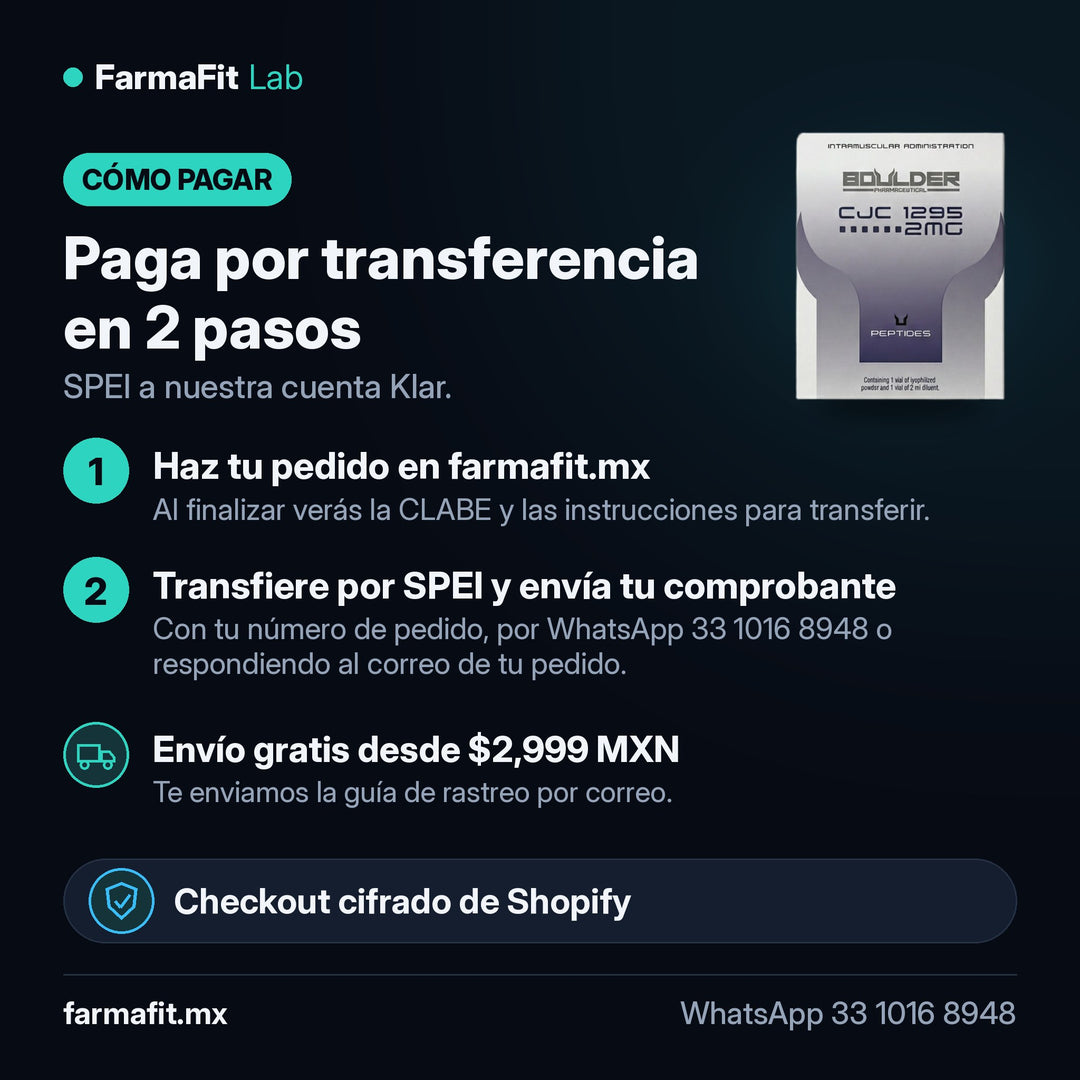 Cómo pagar por transferencia SPEI: CJC-1295 2mg Péptido Secretagogo GH - BOULDER PHARMACEUTICAL – FarmaFit