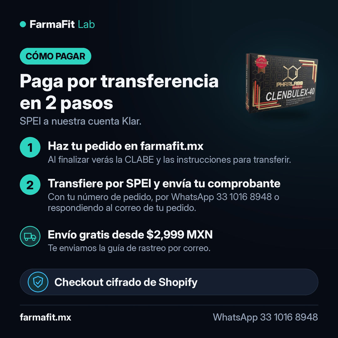 Cómo pagar por transferencia SPEI: Clenbuterol Clenbulex 40 - PHAR LABS PREMIUM – FarmaFit