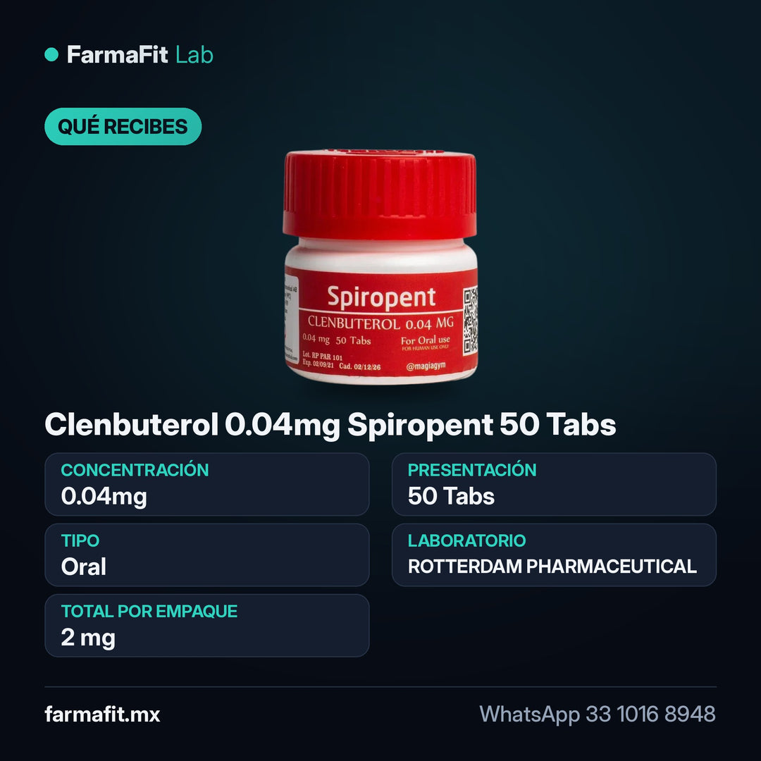 Qué recibes: Clenbuterol 0.04mg Spiropent 50 Tabs - ROTTERDAM PHARMACEUTICAL