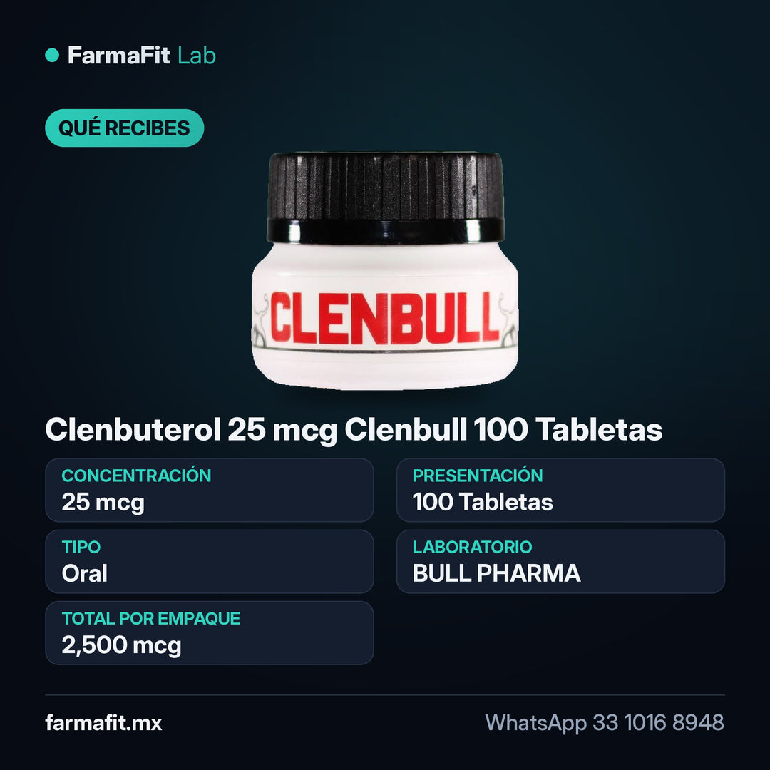 Qué recibes: Clenbuterol 25 mcg Clenbull 100 Tabletas - BULL PHARMA