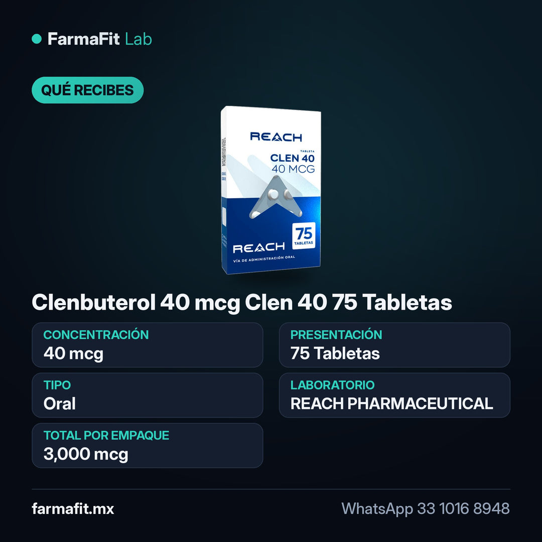 Qué recibes: Clenbuterol 40 mcg Clen 40 75 Tabletas - REACH PHARMACEUTICAL
