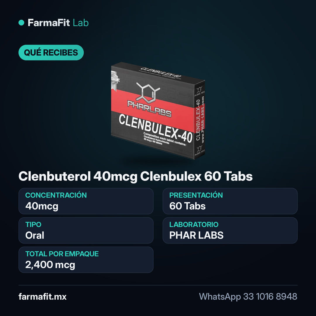 Qué recibes: Clenbuterol 40mcg Clenbulex 60 Tabs - PHAR LABS