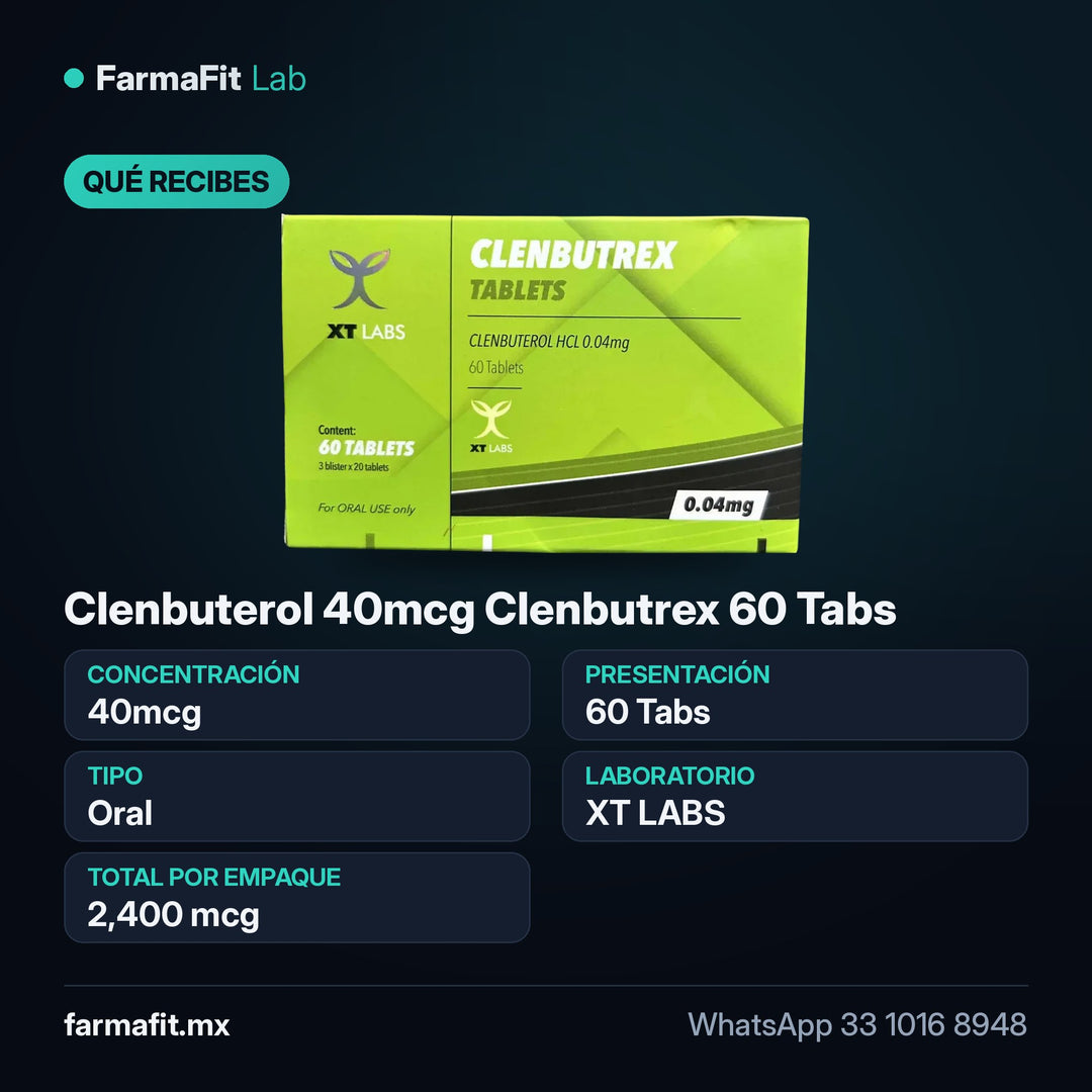 Qué recibes: Clenbuterol 40mcg Clenbutrex 60 Tabs - XT LABS