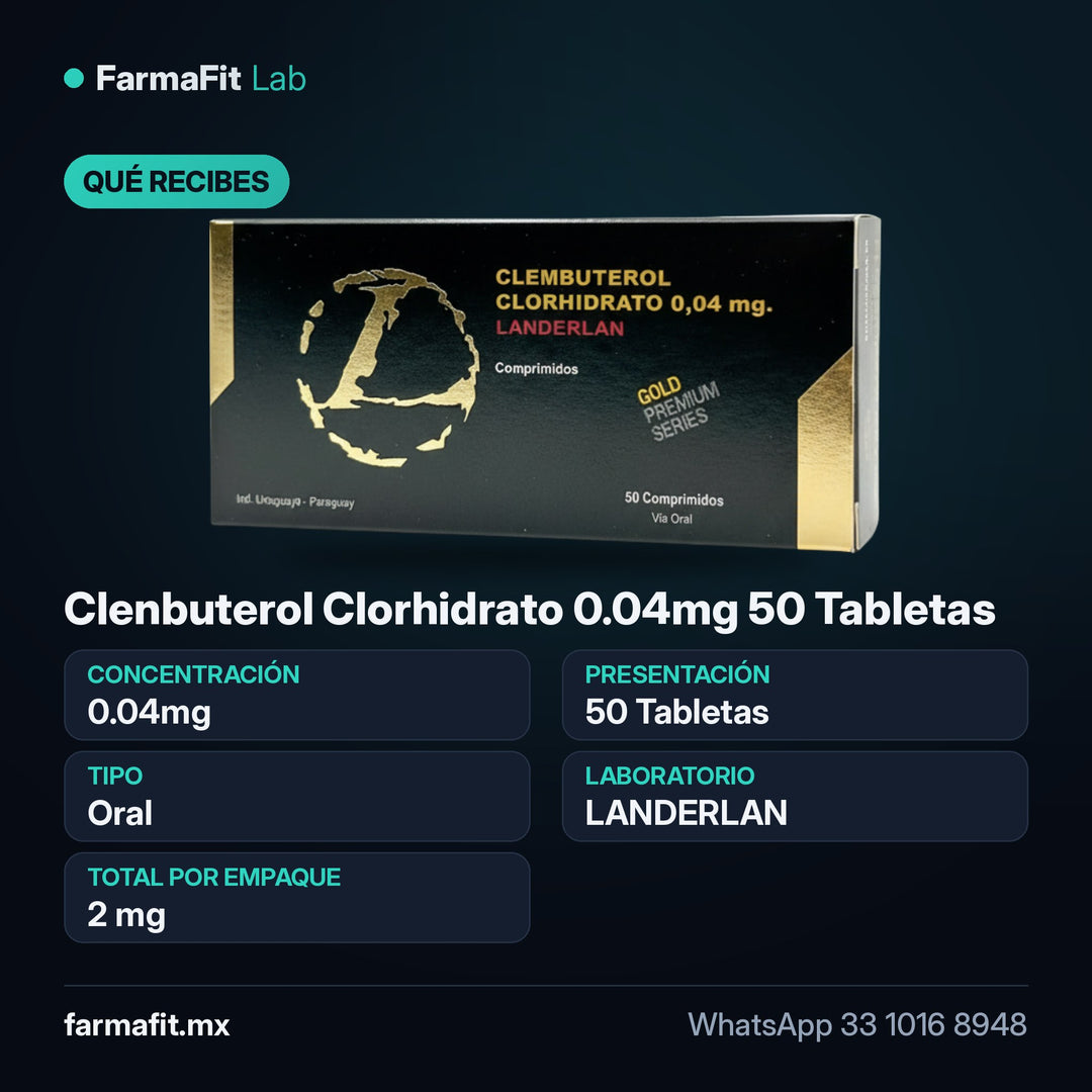 Qué recibes: Clenbuterol Clorhidrato 0.04mg 50 Tabletas - LANDERLAN