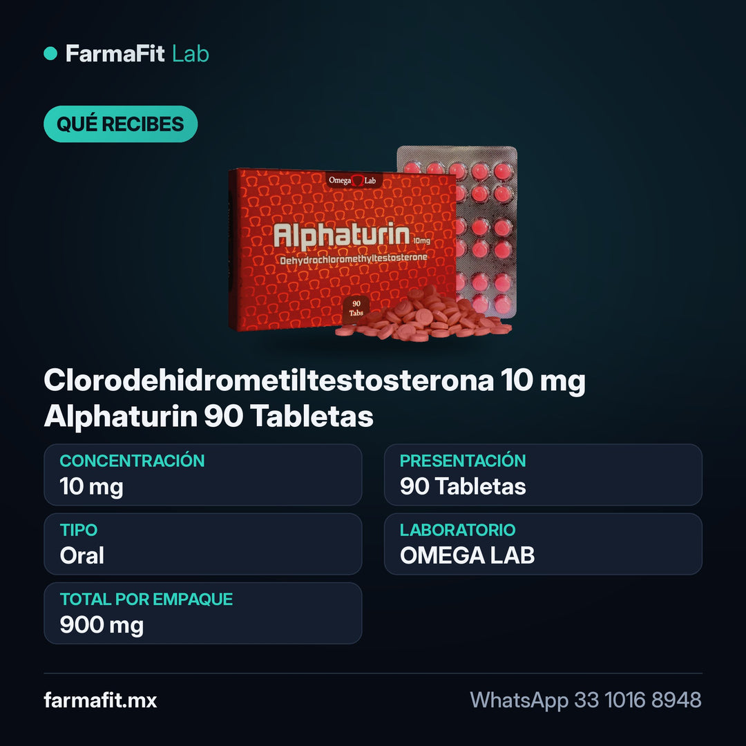 Qué recibes: Clorodehidrometiltestosterona 10 mg Alphaturin 90 Tabletas - OMEGA LAB