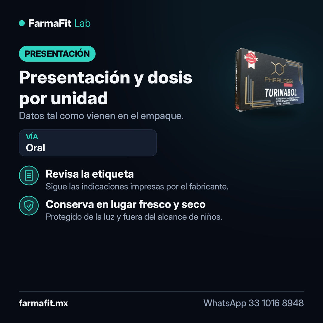 Presentación y dosis por unidad: Clorodehidrometiltestosterona Turinabol - PHAR LABS PREMIUM