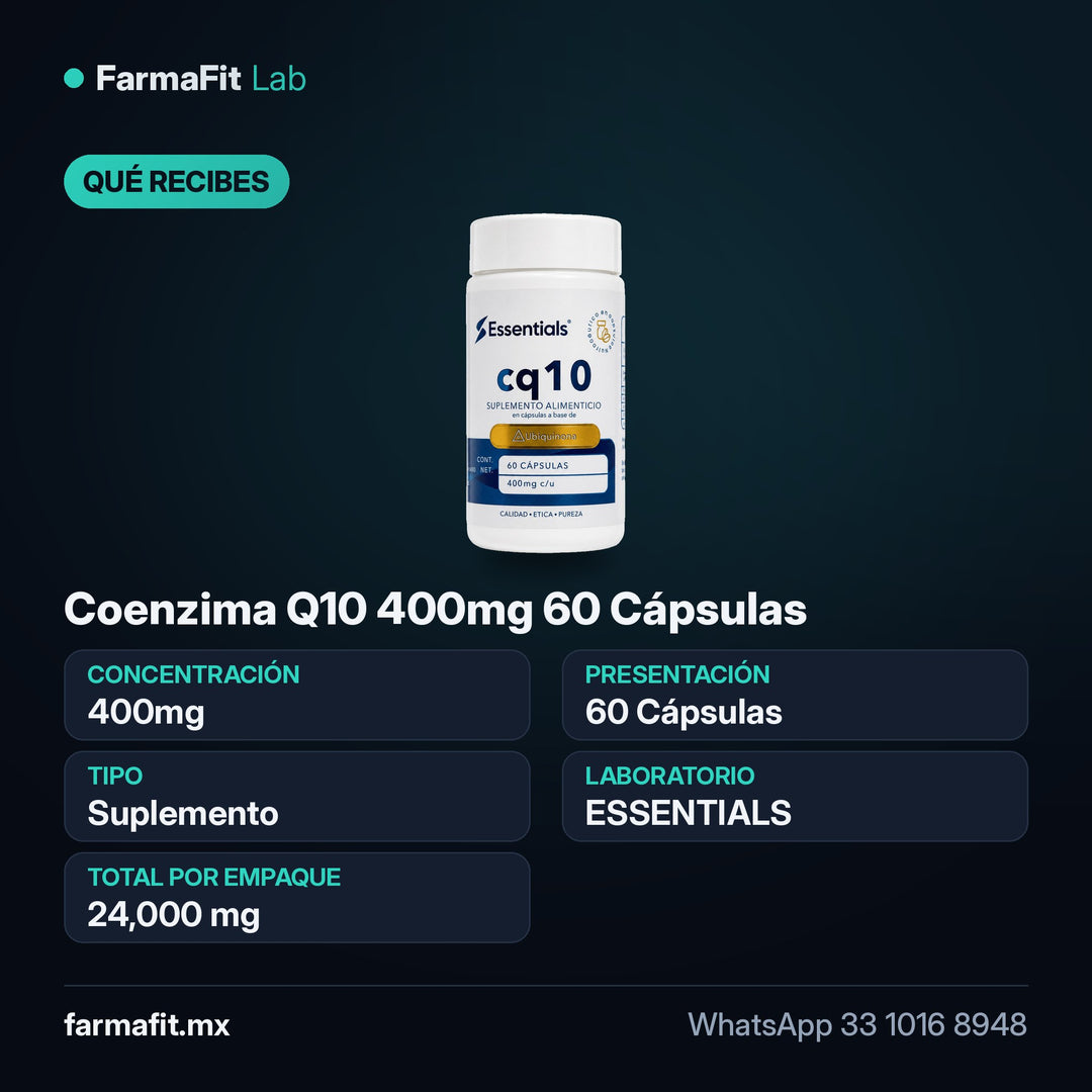 Qué recibes: Coenzima Q10 400mg 60 Cápsulas - ESSENTIALS