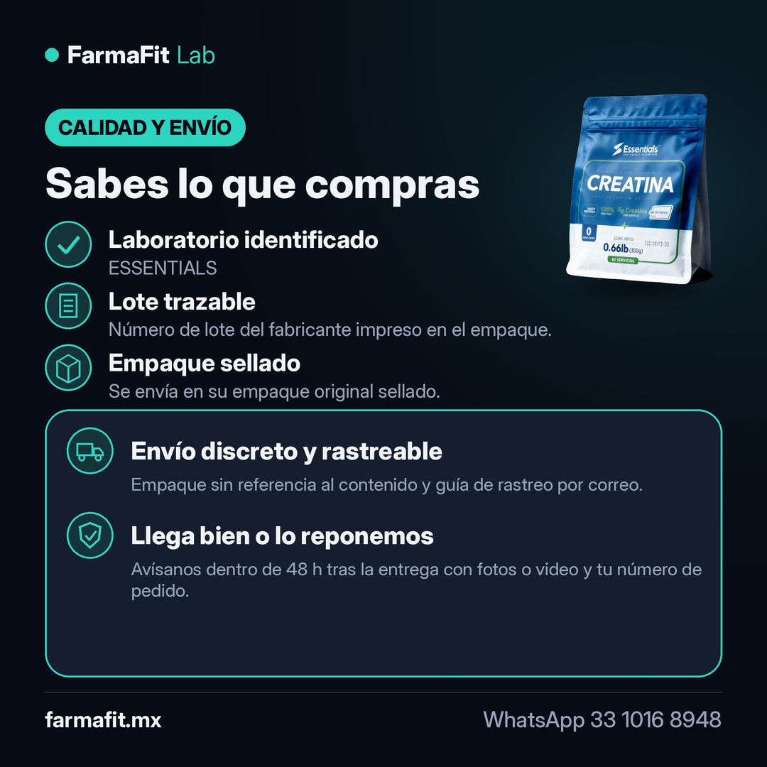 Calidad y envío: Creatina Monohidratada Creapure 500g - ESSENTIALS – FarmaFit