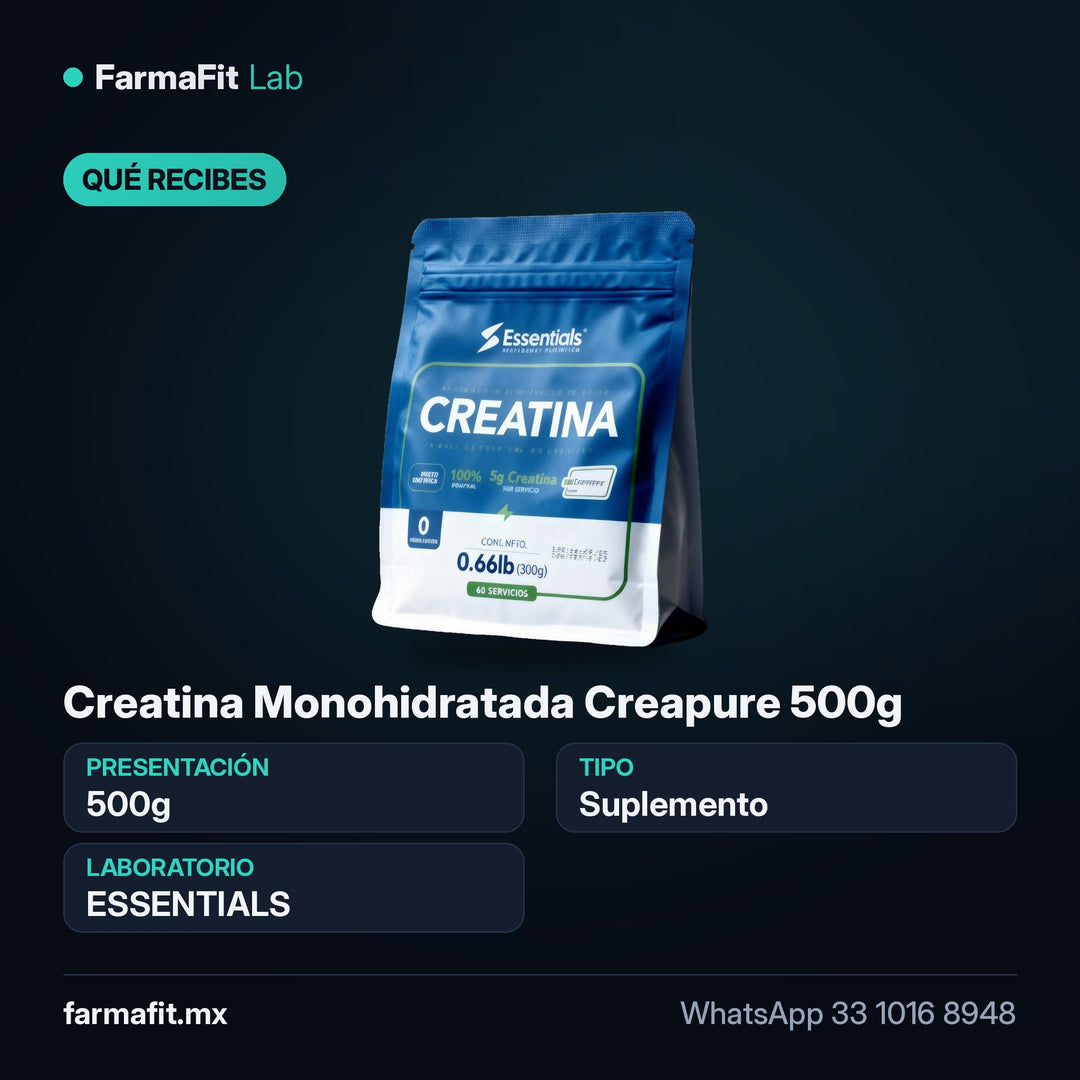 Qué recibes: Creatina Monohidratada Creapure 500g - ESSENTIALS
