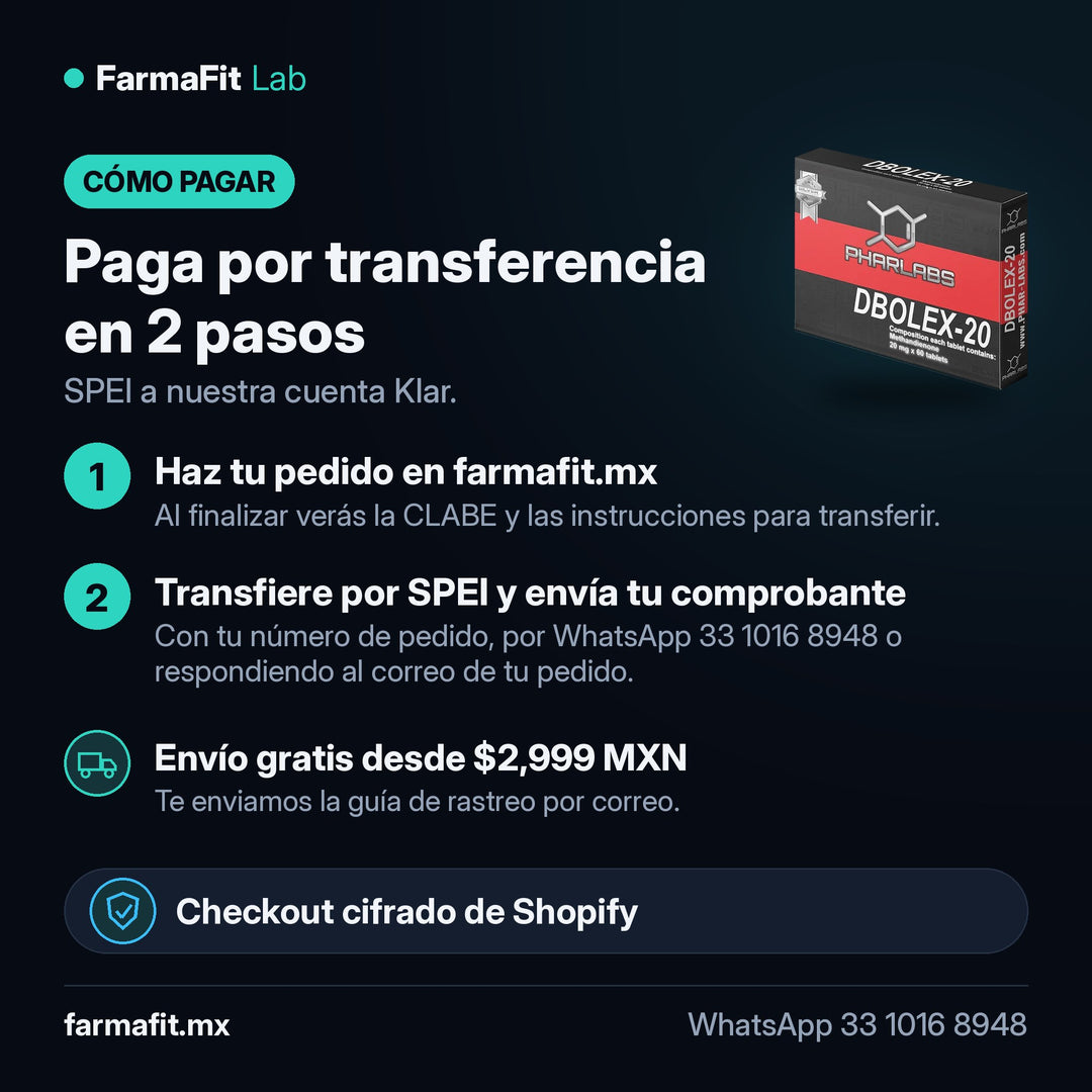 Cómo pagar por transferencia SPEI: Metandienona Dianabol Dbolex 20 - PHAR LABS – FarmaFit