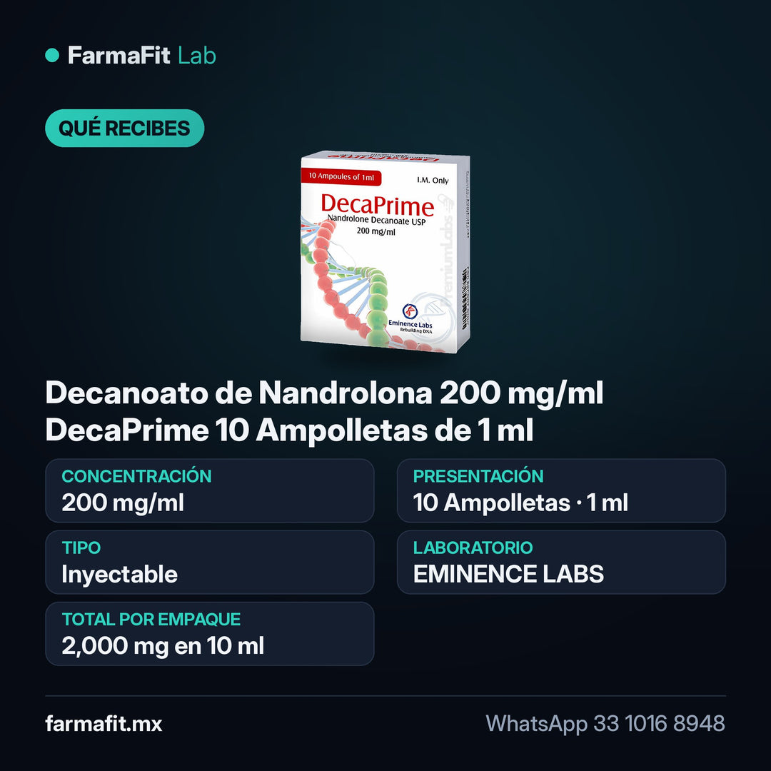 Qué recibes: Decanoato de Nandrolona 200 mg/ml DecaPrime 10 Ampolletas de 1 ml - EMINENCE LABS