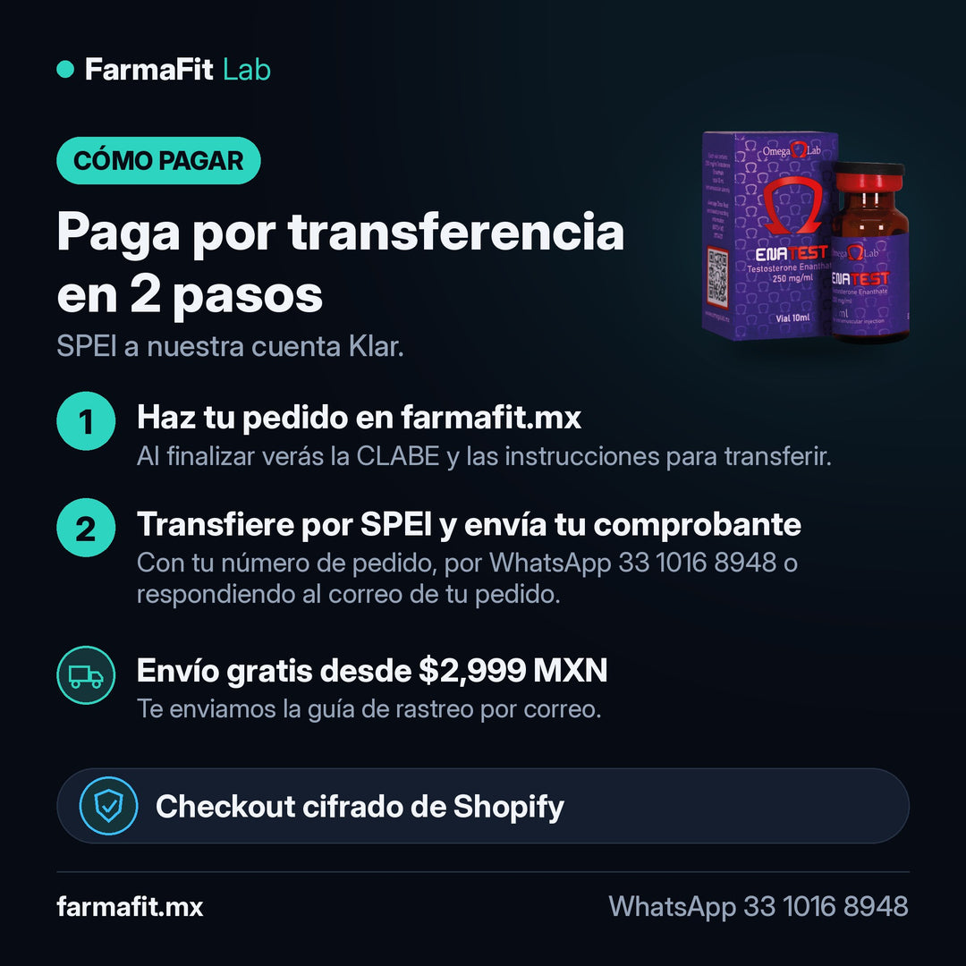 Cómo pagar por transferencia SPEI: Enantato de Testosterona 250 mg/ml Ena-Test Vial 10 ml - OMEGA LAB – FarmaFit