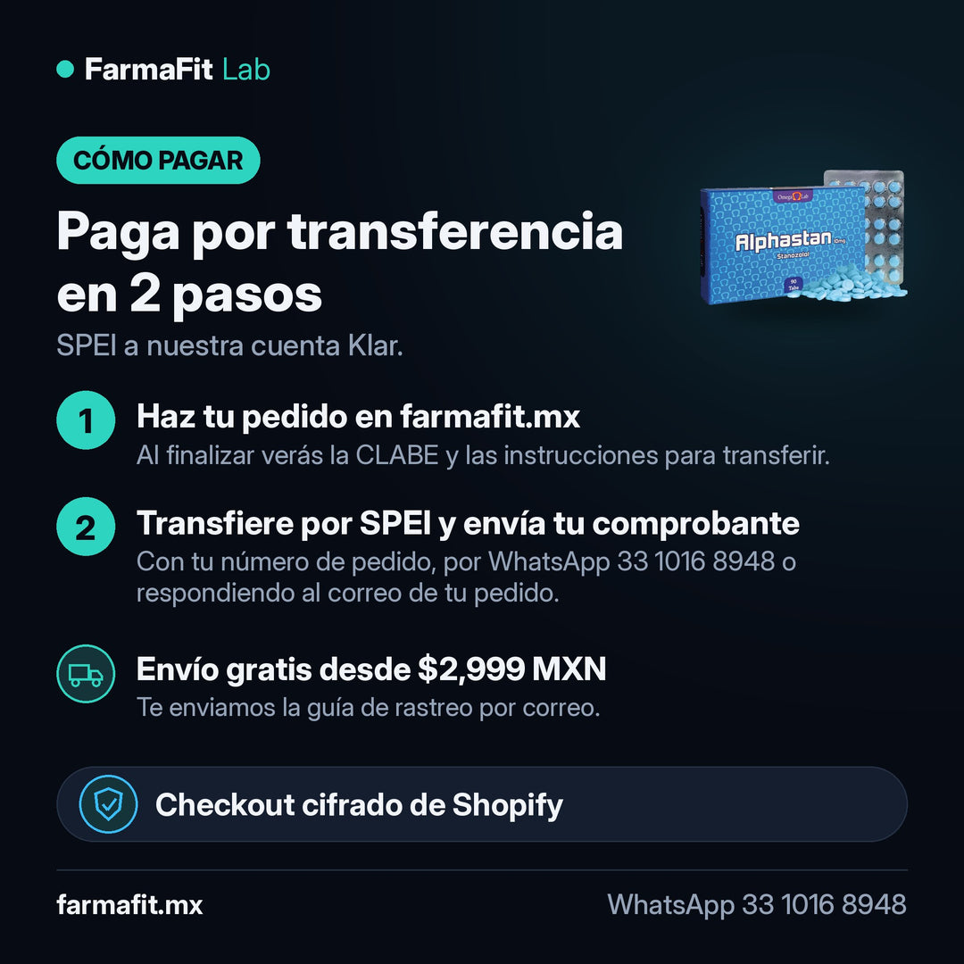 Cómo pagar por transferencia SPEI: Estanozolol 10 mg Alphastan 90 Tabletas - OMEGA LAB – FarmaFit