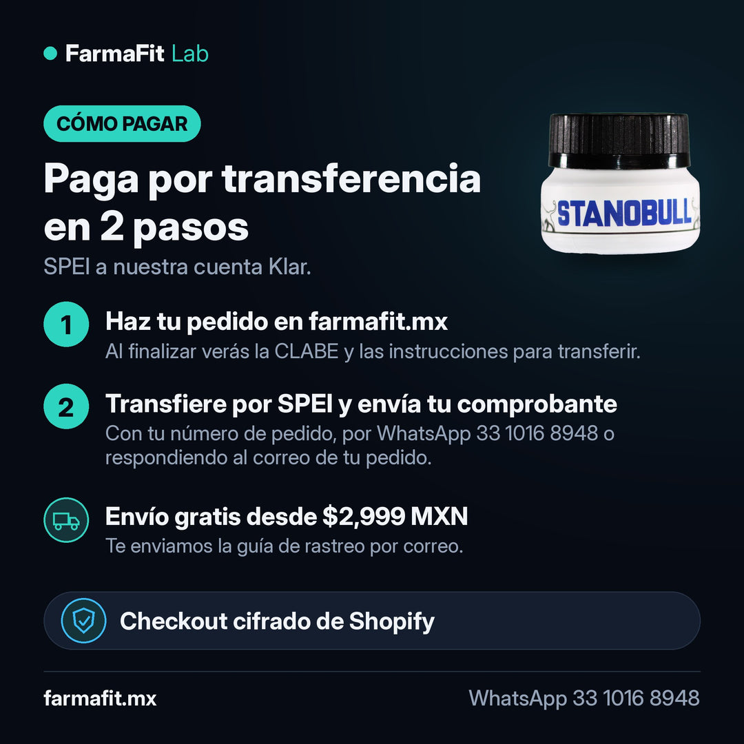 Cómo pagar por transferencia SPEI: Estanozolol 10 mg Stanobull 100 Tabletas - BULL PHARMA – FarmaFit