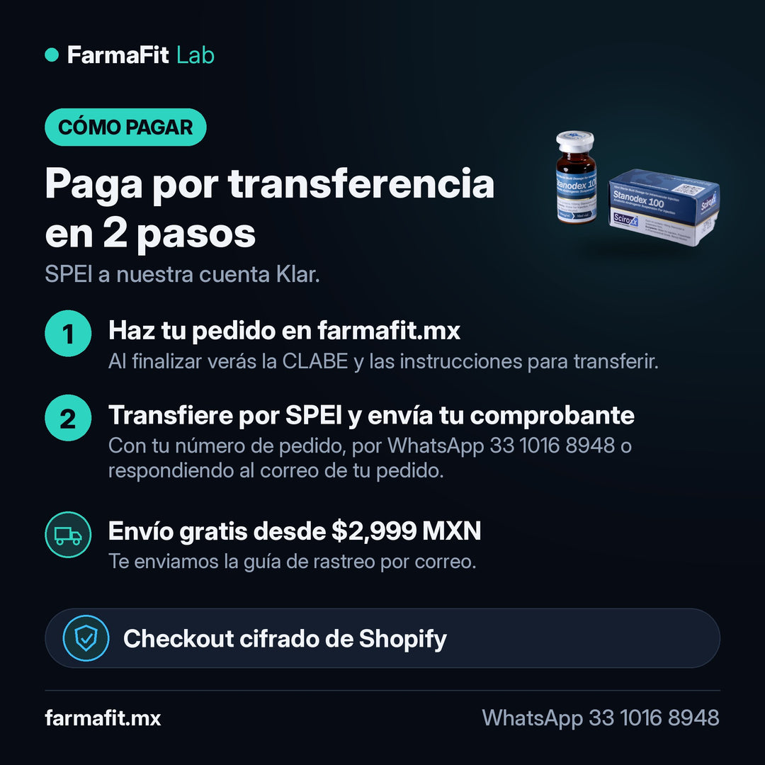 Cómo pagar por transferencia SPEI: Estanozolol 100 mg/ml Stanodex Vial 10 ml - SCIROXX – FarmaFit
