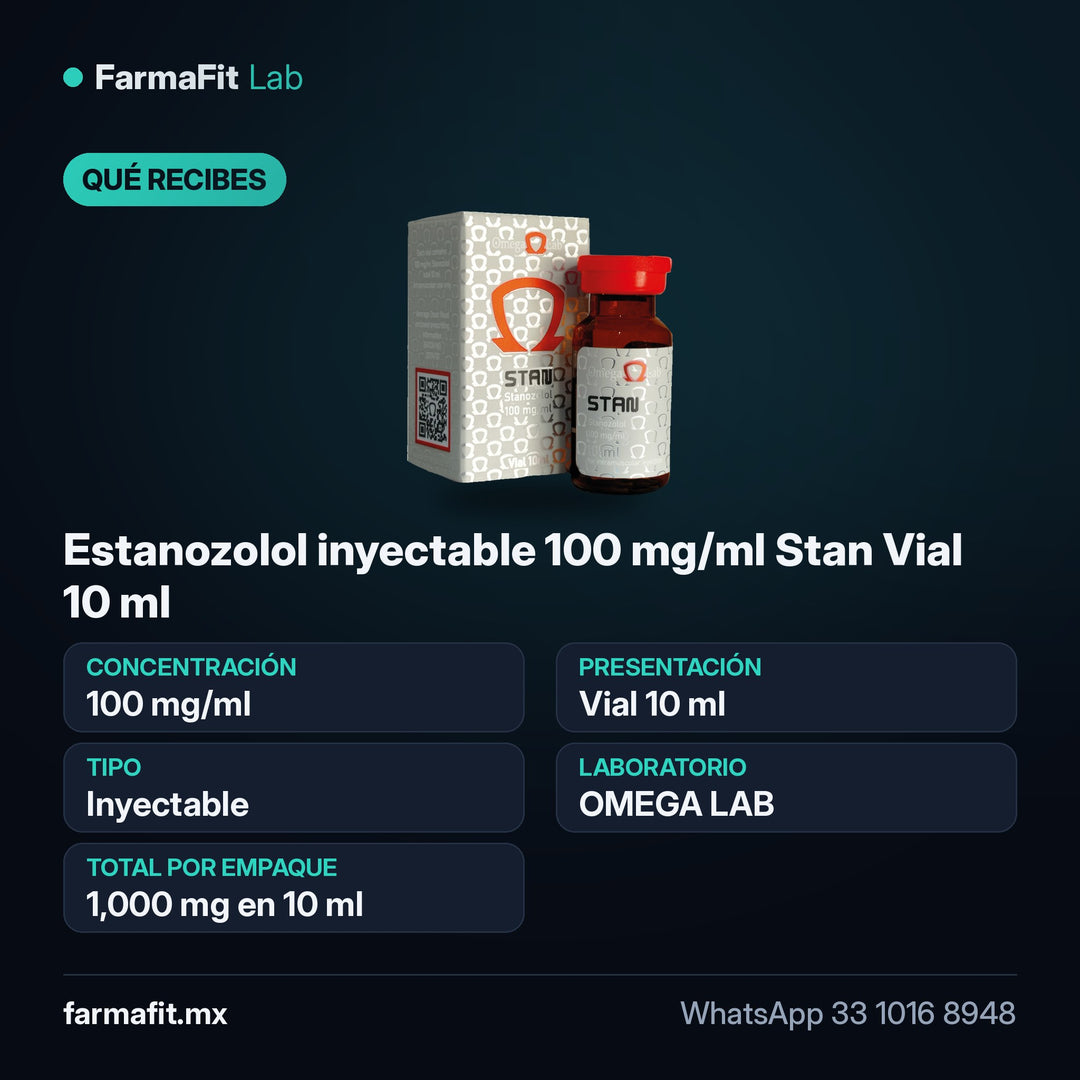 Qué recibes: Estanozolol inyectable 100 mg/ml Stan Vial 10 ml - OMEGA LAB