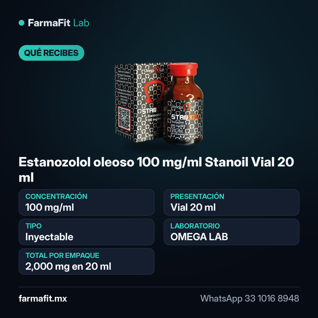 Qué recibes: Estanozolol oleoso 100 mg/ml Stanoil Vial 20 ml - OMEGA LAB