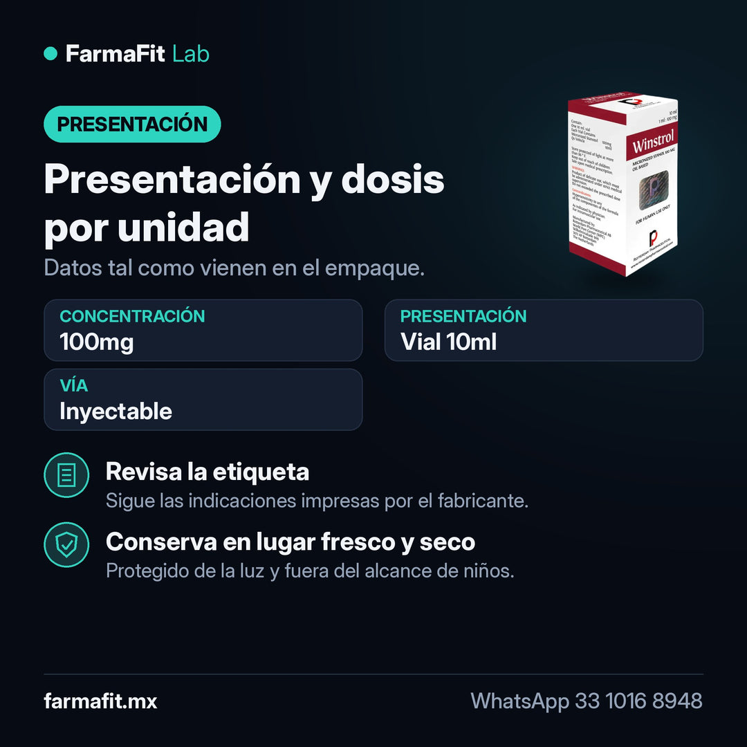 Presentación y dosis por unidad: Stanozolol Winstrol Micronizado 100mg Vial 10ml Base Aceite - ROTTERDAM PHARMACEUTICAL