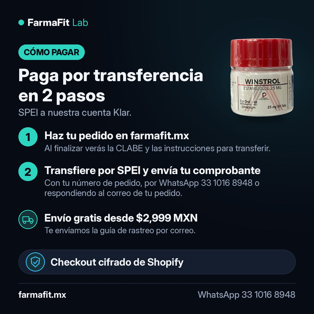 Cómo pagar por transferencia SPEI: Stanozolol Winstrol Oral 25mg 50 Tabs - ROTTERDAM PHARMACEUTICAL – FarmaFit