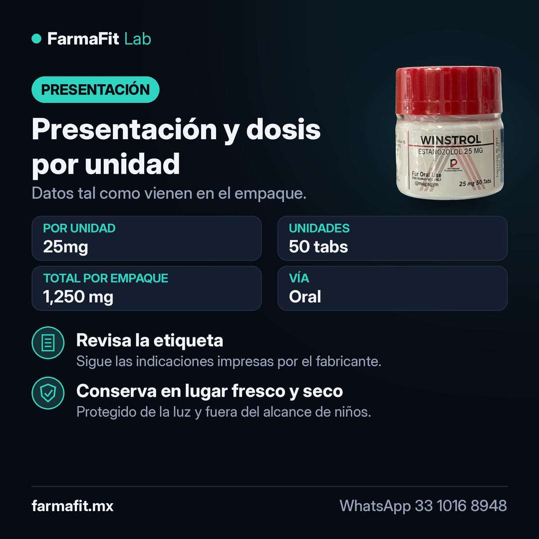 Presentación y dosis por unidad: Stanozolol Winstrol Oral 25mg 50 Tabs - ROTTERDAM PHARMACEUTICAL