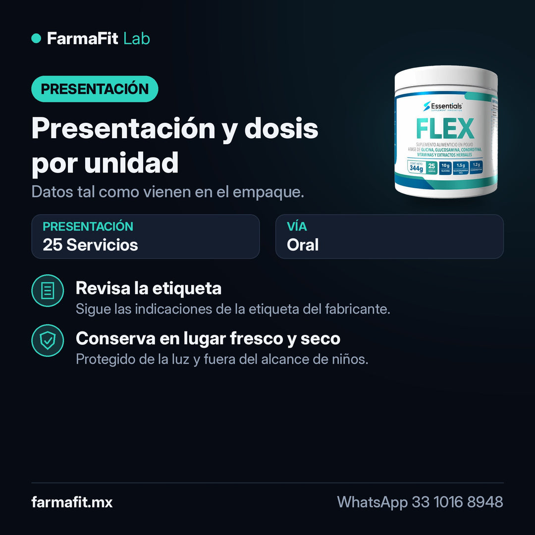 Presentación y dosis por unidad: Flex Fórmula Articular 25 Servicios - ESSENTIALS