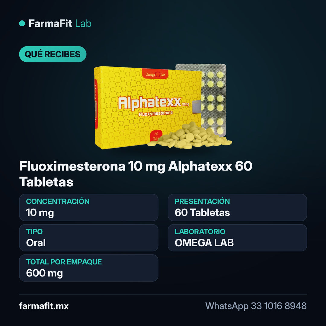 Qué recibes: Fluoximesterona 10 mg Alphatexx 60 Tabletas - OMEGA LAB
