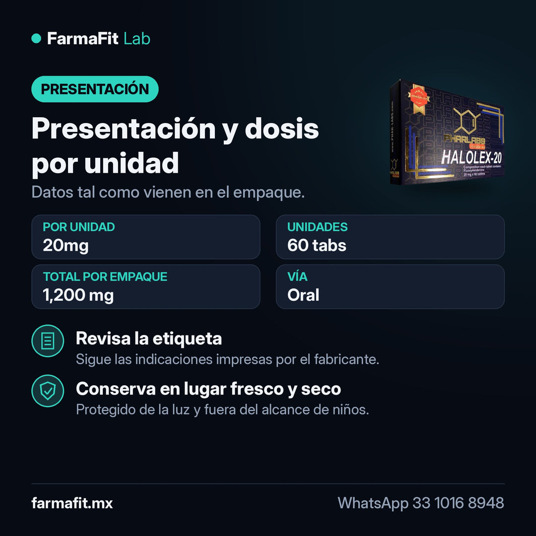 Presentación y dosis por unidad: Fluoximesterona Halotestin 20mg Halolex 60 Tabs - PHAR LABS PREMIUM