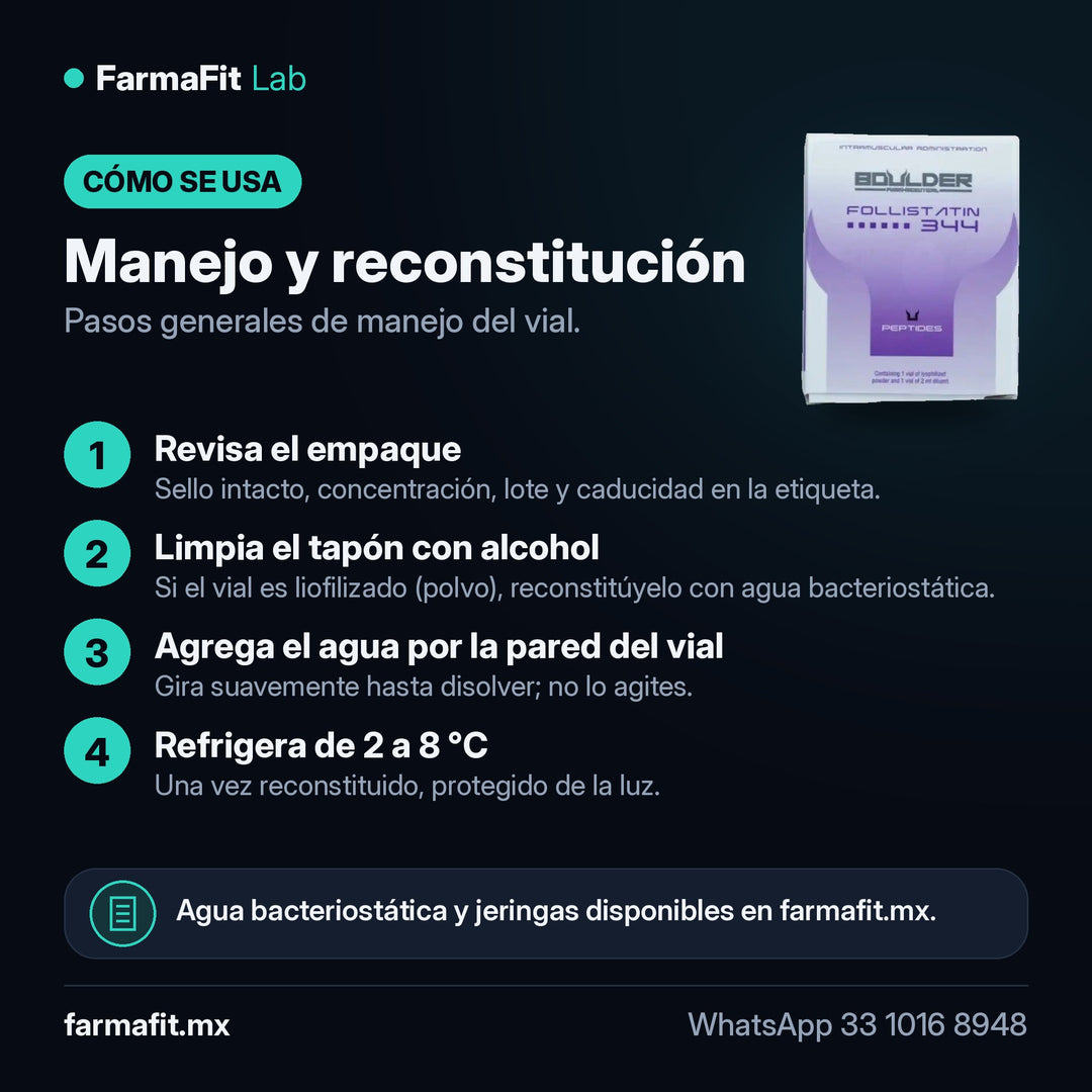 Manejo y reconstitución: Follistatina 344 Péptido Vial - BOULDER PHARMACEUTICAL