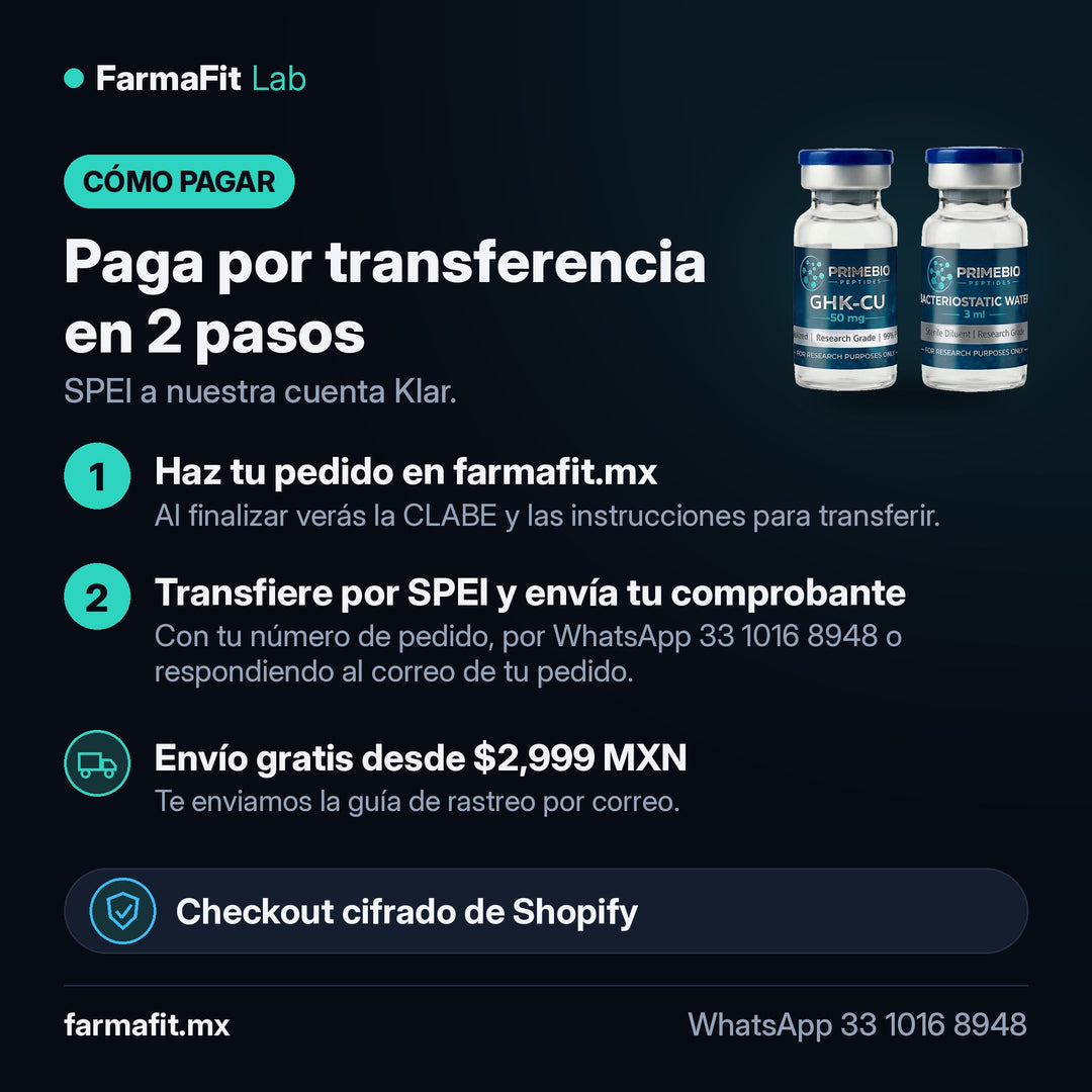 Cómo pagar por transferencia SPEI: Preventa · GHK-Cu 50 mg Péptido Vial - PRIME BIO – FarmaFit