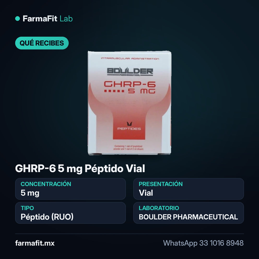 Qué recibes: GHRP-6 5 mg Péptido Vial - BOULDER PHARMACEUTICAL