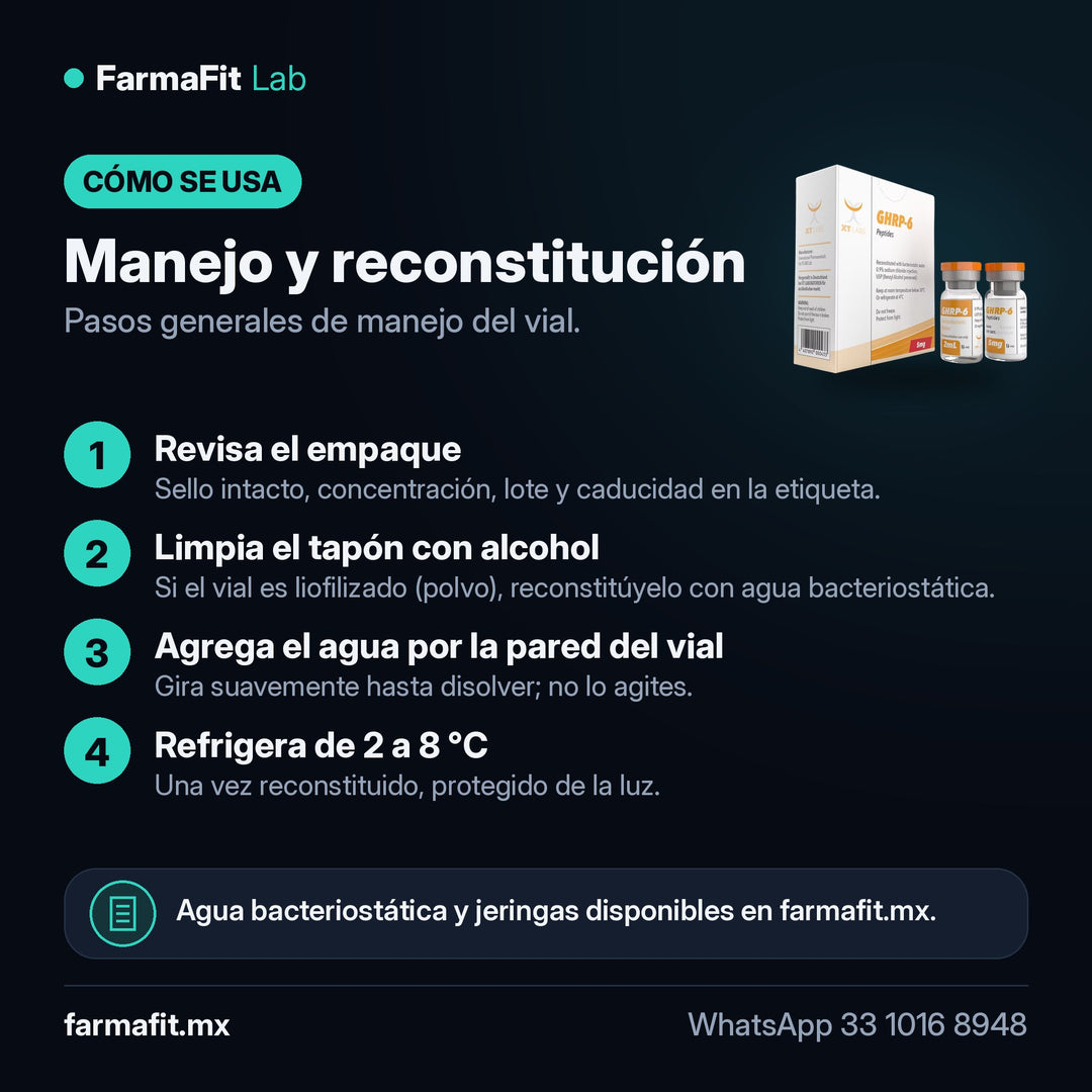 Manejo y reconstitución: GHRP-6 5mg/2ml Péptido Secretagogo GH - XT LABS