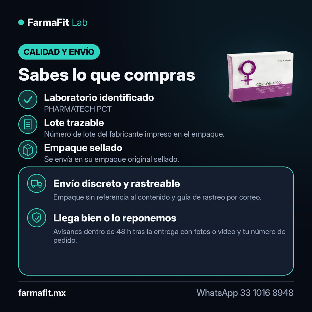 Calidad y envío: HCG Gonadotropina 10000UI CORGON - PHARMATECH PCT – FarmaFit