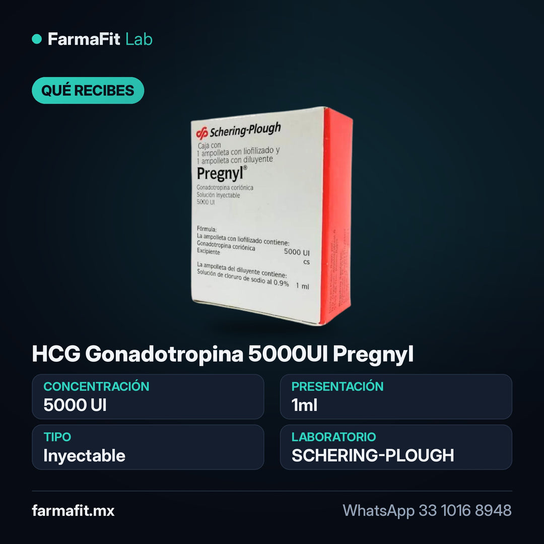 Qué recibes: HCG Gonadotropina 5000UI Pregnyl - SCHERING-PLOUGH 1ml