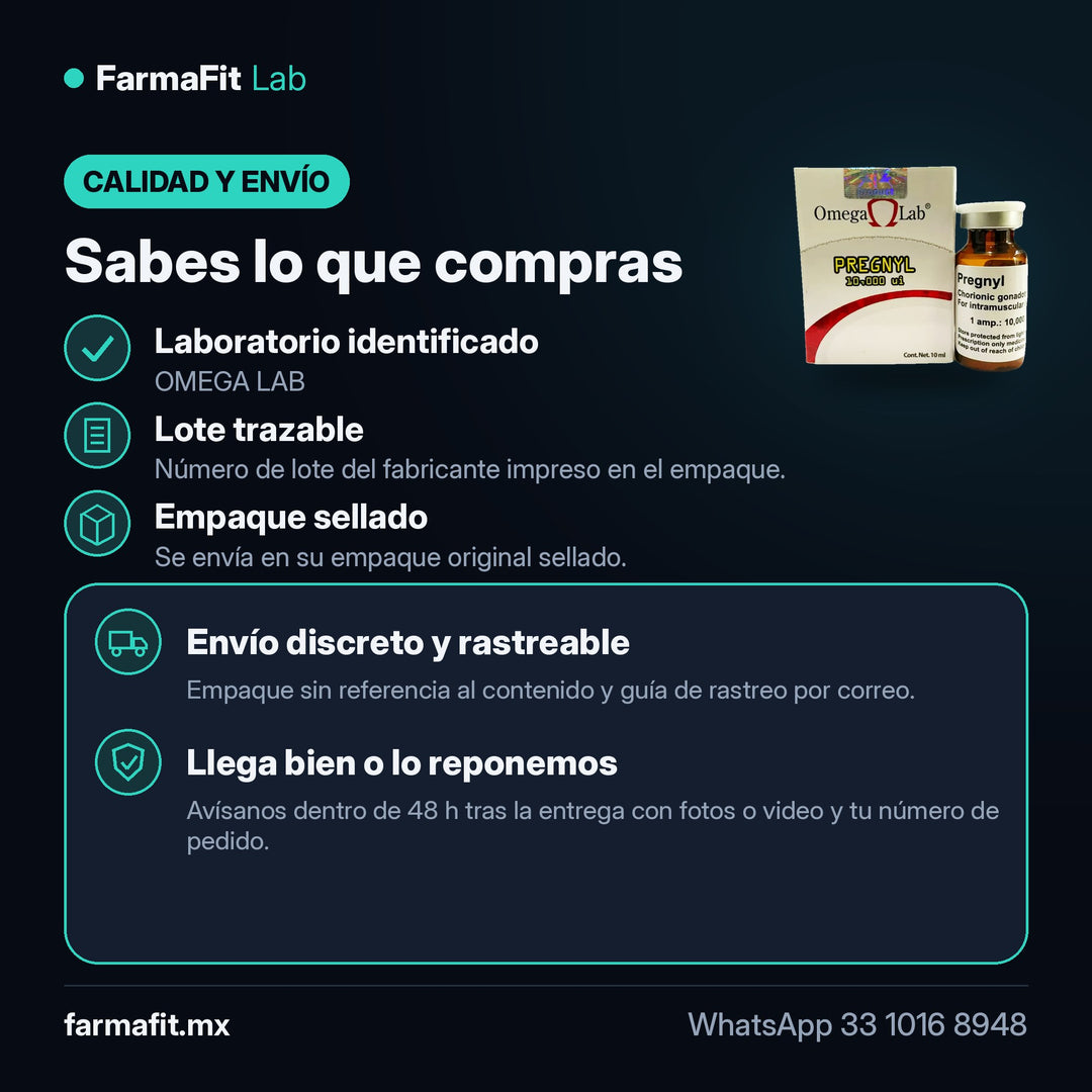 Calidad y envío: HCG Gonadotropina Coriónica 10,000 UI Pregnyl Vial liofilizado - OMEGA LAB – FarmaFit
