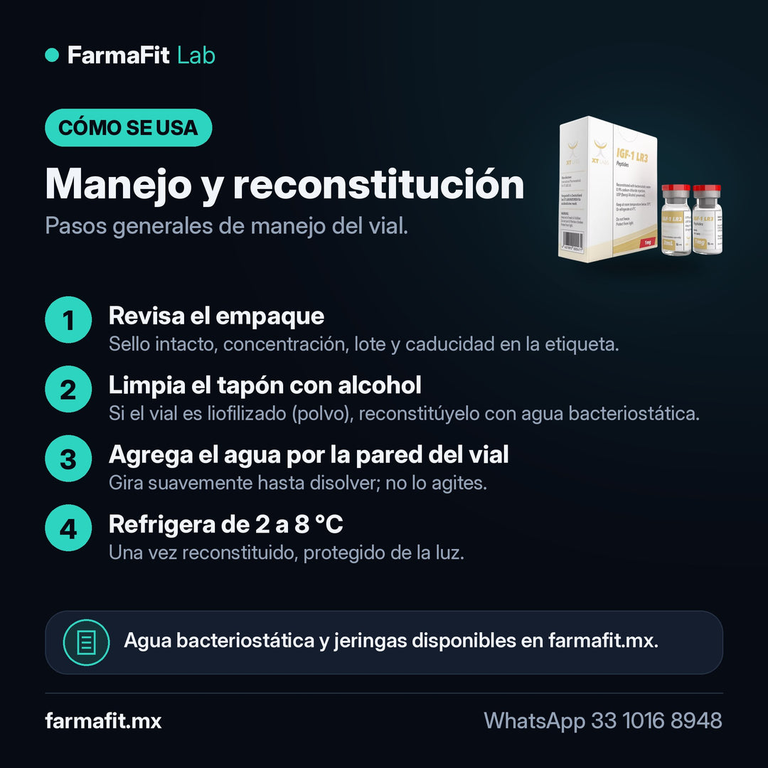 Manejo y reconstitución: IGF-1 LR3 1mg/2ml Péptido Factor de Crecimiento - XT LABS