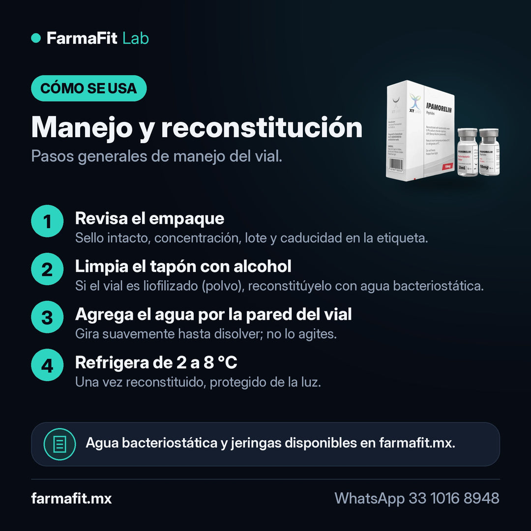 Manejo y reconstitución: Ipamorelin 10mg Péptido Secretagogo GH - XT LABS Vial