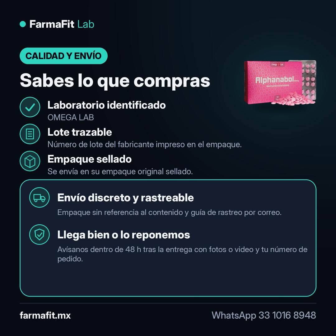 Calidad y envío: Metandienona 20 mg Alphanabol 90 Tabletas - OMEGA LAB – FarmaFit